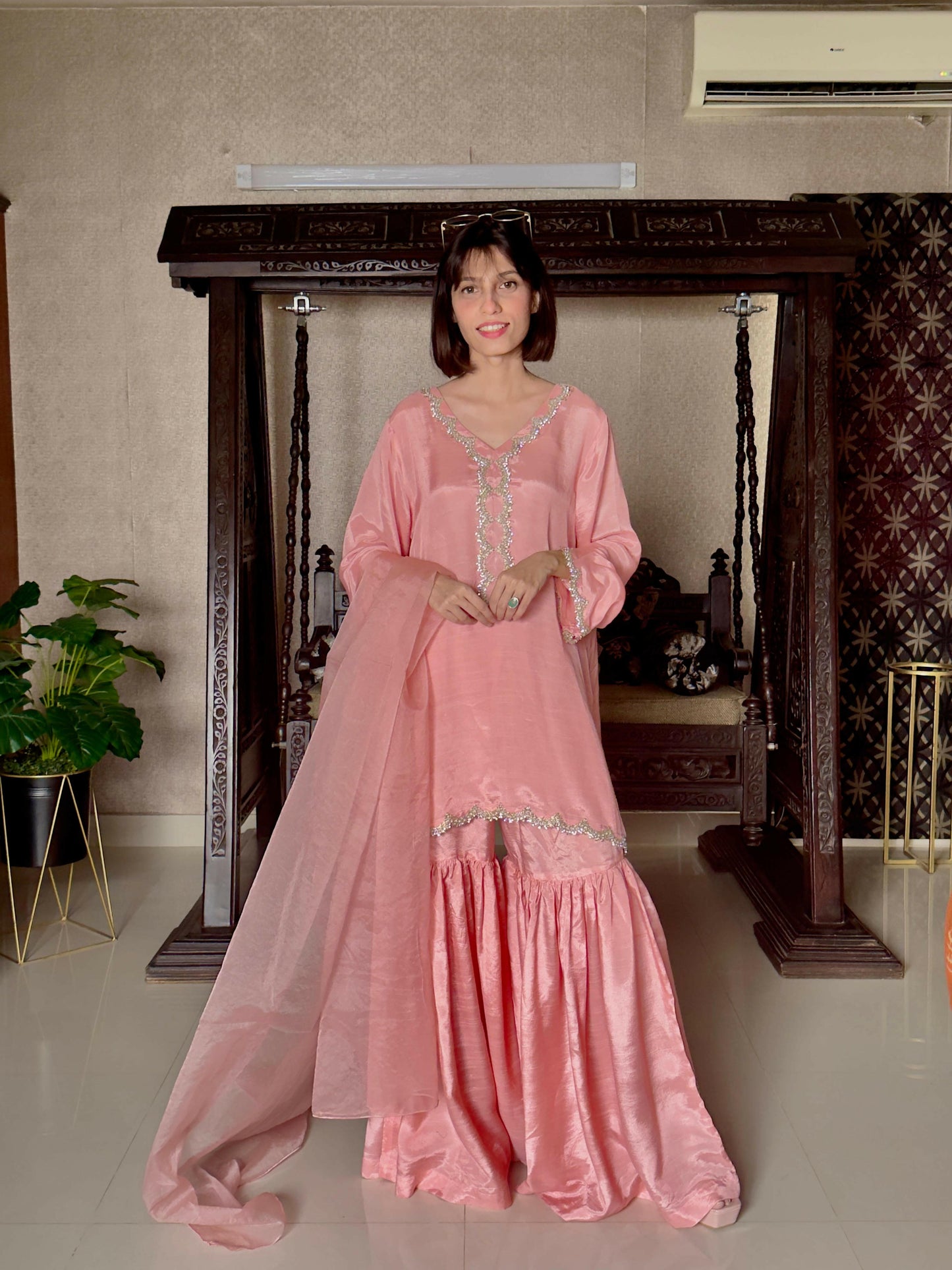 Pastel Pink Mother-Daughter Gharara