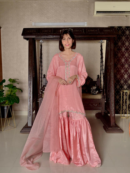 Pastel Pink Mother-Daughter Gharara
