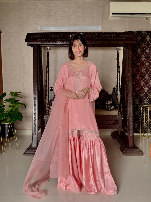 Pastel Pink Mother-Daughter Gharara